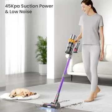 Cordless Vacuum Cleaner, 550W/45Kpa/70Mins Vacuum Cleaners for Home, Stick Vacuum Cordless with Low ...
