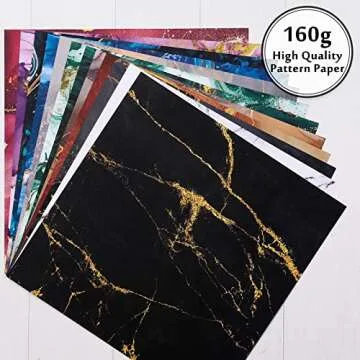 Whaline Marble Pattern Paper Pack - 24 Double-Sided Sheets