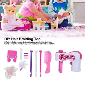 Keenso Electric Hair Braider Kit, Automatic Rotating Hair Twisting Machine for Kids DIY Styling Toy