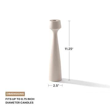 Tall Modern Candle Holders for Taper Candlesticks, Chic Matte Finish, 11 Inch Tall, Neutral Cream, B...