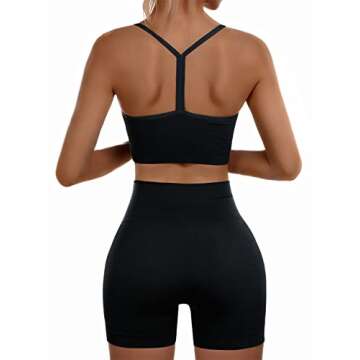 Sportneer Workout Sets Women 2 Piece, High Waisted Matching Gym Yoga Shorts Set Activewear Black XS