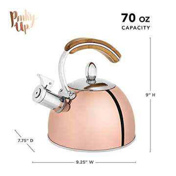 Pinky Up Presley Tea Kettle, Stovetop Stainless Steel Kettle, Whistling, Tea Accessory gifts, Fast B...