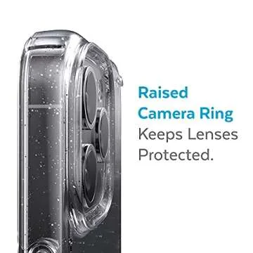 Speck MagSafe Case for iPhone 13 Pro - Drop & Camera Protection, Clear Phone Case, Wireless Charging Compatible - Clear/Platinum Glitter