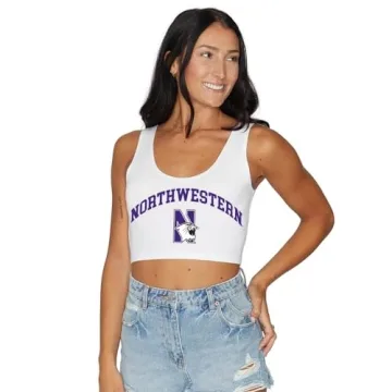 Lojobands Women's College Gameday Outfit Tank Top Tailgate Crop Top One Size Fits Most (Northwestern...