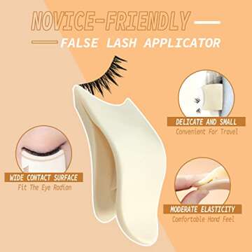 DAGEDA False Eyelash Applicator 2Pcs, False Lash Applicator Tool Lash Clip for Wear Eyelashes and Lash Extensions, Easy to Use Lash Tweezer, Beginner Friendly Lashes Buddy Eye Makeup Tools(Beige)