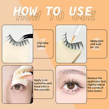 DAGEDA False Eyelash Applicator 2Pcs, False Lash Applicator Tool Lash Clip for Wear Eyelashes and Lash Extensions, Easy to Use Lash Tweezer, Beginner Friendly Lashes Buddy Eye Makeup Tools(Beige)