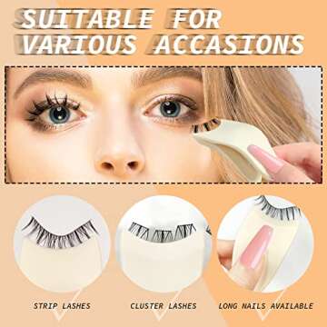 DAGEDA False Eyelash Applicator 2Pcs, False Lash Applicator Tool Lash Clip for Wear Eyelashes and Lash Extensions, Easy to Use Lash Tweezer, Beginner Friendly Lashes Buddy Eye Makeup Tools(Beige)