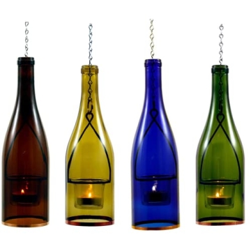 Blue Ridge Mountain Gifts Hanging Wine Bottle Indoor/Outdoor Lantern Lights - Decorative Lights Voti...