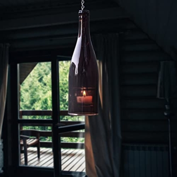 Blue Ridge Mountain Gifts Hanging Wine Bottle Indoor/Outdoor Lantern Lights - Decorative Lights Votive Candle Holder, Great for Rustic Wedding Decorations, Patio Decor or Garden Decor, Assorted (4pcs)