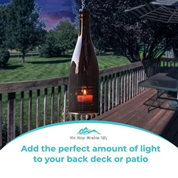 Blue Ridge Mountain Gifts Hanging Wine Bottle Indoor/Outdoor Lantern Lights - Decorative Lights Votive Candle Holder, Great for Rustic Wedding Decorations, Patio Decor or Garden Decor, Assorted (4pcs)