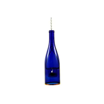 Blue Ridge Mountain Gifts Hanging Wine Bottle Indoor/Outdoor Lantern Lights - Decorative Lights Votive Candle Holder, Great for Rustic Wedding Decorations, Patio Decor or Garden Decor, Assorted (4pcs)