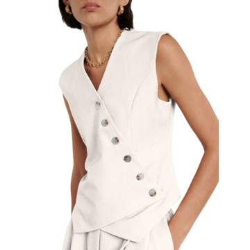 Cicy Bell Womens Waistcoat Vest Sleeveless Blazers V Neck Button Up Asymmetrical Hem Work Office Suit Vests