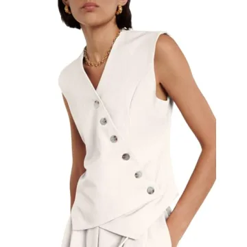 Cicy Bell Womens Waistcoat Vest Sleeveless Blazers V Neck Button Up Asymmetrical Hem Work Office Suit Vests