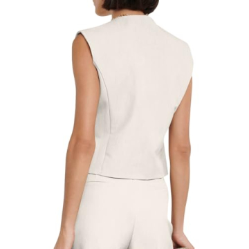 Cicy Bell Womens Waistcoat Vest Sleeveless Blazers V Neck Button Up Asymmetrical Hem Work Office Suit Vests