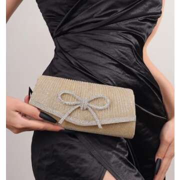 Trisapu Bow Evening Bag Sparkly Clutch Purses for Women Wedding Glitter Rhinestone Party Prom Purse ...