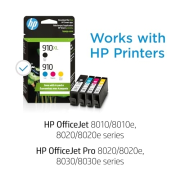 Original HP 910 High-Yield Ink Cartridges 4-Pack