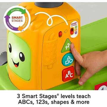 Fisher-Price Baby to Toddler Toy Laugh & Learn 4-in-1 Farm to Market Tractor Ride On with Pull Wagon & Smart Stages for Infants Ages 9+ Months