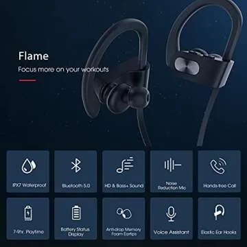 Redzoo Bluetooth Headphones V5.0,Running Headphones w/16 Hrs Playtime, Bass+ HD Stereo Wireless Spor...