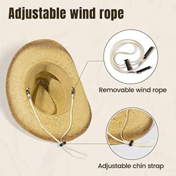 Livingston Men & Women's Woven Straw Cowboy Hat w/Hat Band Decor, Oval Bead Nature