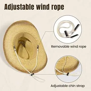 Livingston Men & Women's Woven Straw Cowboy Hat w/Hat Band Decor, Oval Bead Nature