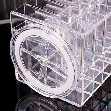 Sooyee Lipstick Organizer,53 Spaces 360 Degree Spinning Lipstick Holder,Acrylic Cosmetic Display Cases for Lipstick, Brushes, Bottles, and more,Clear