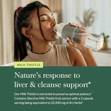 Gaia Herbs Milk Thistle - Liver Supplement & Cleanse Support for Maintaining Healthy Liver Function* - 60 Vegan Capsules (20-Day Supply)