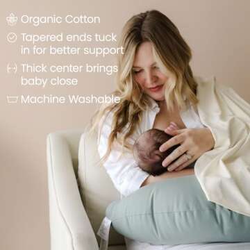 snuggle me Organic Nursing Pillow - Bottle & Breastfeeding Pillow with Organic Cotton Cover & Fiberf...