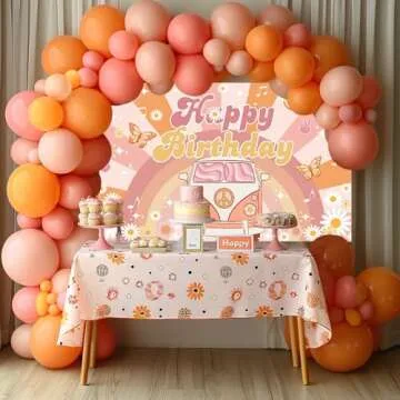 Mocsicka Groovy Birthday Banner for Kids Party Decorations