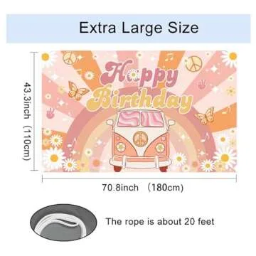 Mocsicka Groovy Birthday Banner for Kids Party Decorations