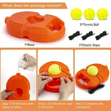 CHEGIF Tennis Trainer Rebound Ball with 3 String Balls, Solo Tennis Training Equipment,Portable Tennis Practice Training Tools for Adults, Olders, Beginners Sport Exercise-Orange