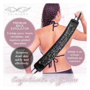 Seraphic Skincare Premium Back Exfoliator – Dual-Sided Back Scrubber for Men & Women – 100% Vega...