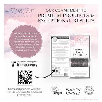 Seraphic Skincare Premium Back Exfoliator – Dual-Sided Back Scrubber for Men & Women – 100% Vegan – Viscose Side for Deep Exfoliation, Mesh & Washcloth Side for Cleansing – Bacne Prevention