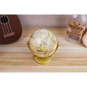 Annova Mini Antique Globe - Compact and Educational 4-Inch Antique Decor