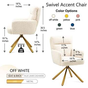 Homedot Modern Home Office Chair Swivel with Armrest Upholstered Accent Chair Soft Velvet Living Roo...