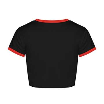 Womens Crop Tops Summer Casual Short Sleeve Goth Halloween Print Cropped T Shirts (Serial Killer 019...