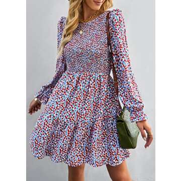 KIRUNDO Women's Stylish Long Sleeve Floral Dress