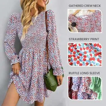 KIRUNDO Women's Stylish Long Sleeve Floral Dress