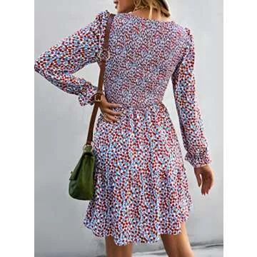 KIRUNDO Women's Stylish Long Sleeve Floral Dress