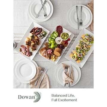 DOWAN 14" Serving Trays, Serving Platters, Ceramic Serving Platters and Trays, Rectangle Plates, Set...