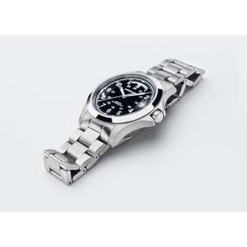 Hamilton Watch Khaki Field King Auto | Swiss Made | 40mm Stainless Steel Case | Black Dial Analog Watch | Silver Stainless Steel Bracelet (Model: H64455133)