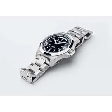 Hamilton Watch Khaki Field King Auto | Swiss Made | 40mm Stainless Steel Case | Black Dial Analog Watch | Silver Stainless Steel Bracelet (Model: H64455133)
