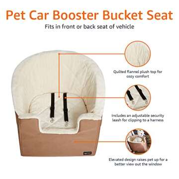 Amazon Basics Pet Car Booster Bucket Seat - 18" x 18" x 16", Tan