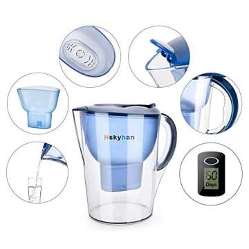 Hskyhan Alkaline Water Filter Pitcher - 3.5 Liters Improve PH, 2 Filters Included, BPA Free, 7 Stage...