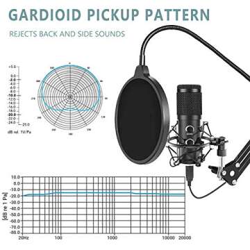 Upgraded USB Microphone for Computer, Mic for Gaming, Podcast, Live Streaming, YouTube on PC, Mic Studio Bundle with Adjustment Arm Stand, Fits for Windows & Mac PC, Plug & Play Design, Black