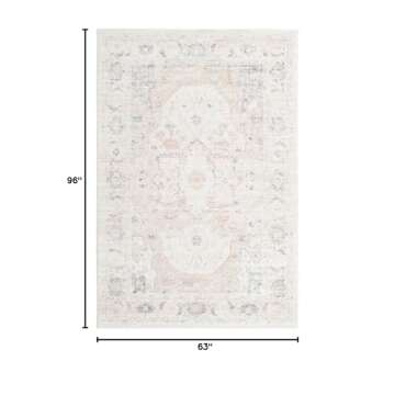 Rugs.com Madeline Vintage Collection Rug – 5' x 8' Ivory Medium-Pile Rug Perfect for Bedrooms, Din...