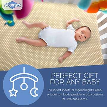 Abstract Cotton Crib Sheets - Fitted Crib Sheet for Standard Crib Mattress - Ultra Soft Crib Sheets for Boys Girls Baby - Universal - Snug Fitted - Cotton - 28"x52" (Beige Polka Dot)
