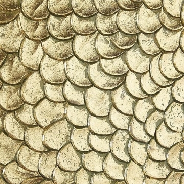 Deco 79 Wood Abstract Home Wall Decor Carved Scales Wall Sculpture with Hammered Inspired Design, Wall Art 48" x 2" x 49", Gold