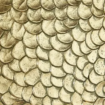 Deco 79 Wood Abstract Home Wall Decor Carved Scales Wall Sculpture with Hammered Inspired Design, Wall Art 48" x 2" x 49", Gold