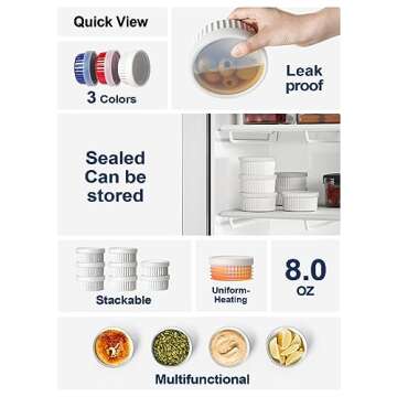 LE TAUCI Ramekins with Lids - 8 oz Oven Safe Creme Brulee Ramekin Set