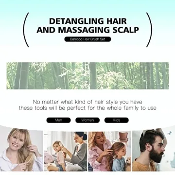 Combetter Eco-Friendly Bamboo Hairbrush & Comb Set for Healthy Hair
